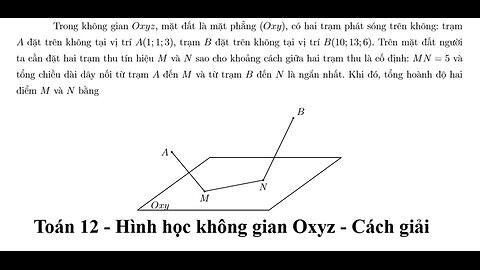 THPT Nguyễn Thị Minh Khai (Hà Nội): Thales: Trong không gian Oxyz, mặt đất là mặt phẳng (Oxy), có