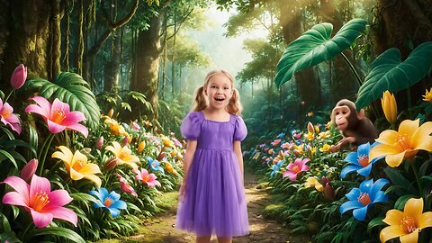 cute girl enjoy the jungle environment