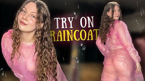 [4K USA]NO BRA, NO PANTY!MY STYLISH FIND:CUTE GIRL IN PINK RAINCOAT!NEW VERY TRANSPARENT TRY ON HAUL