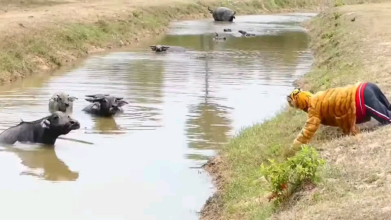 Fake Tiger Prank Buffalo 🐃🤪🥰