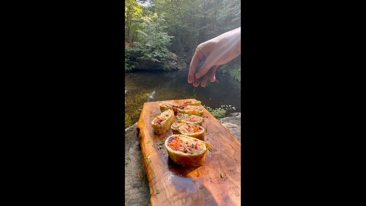 Cooking Salmon trout wrapped in zucchini