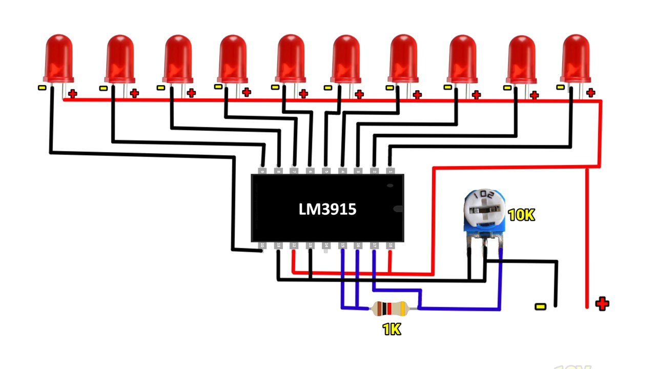 music reactive lights circuit // VU meter circuit diagram