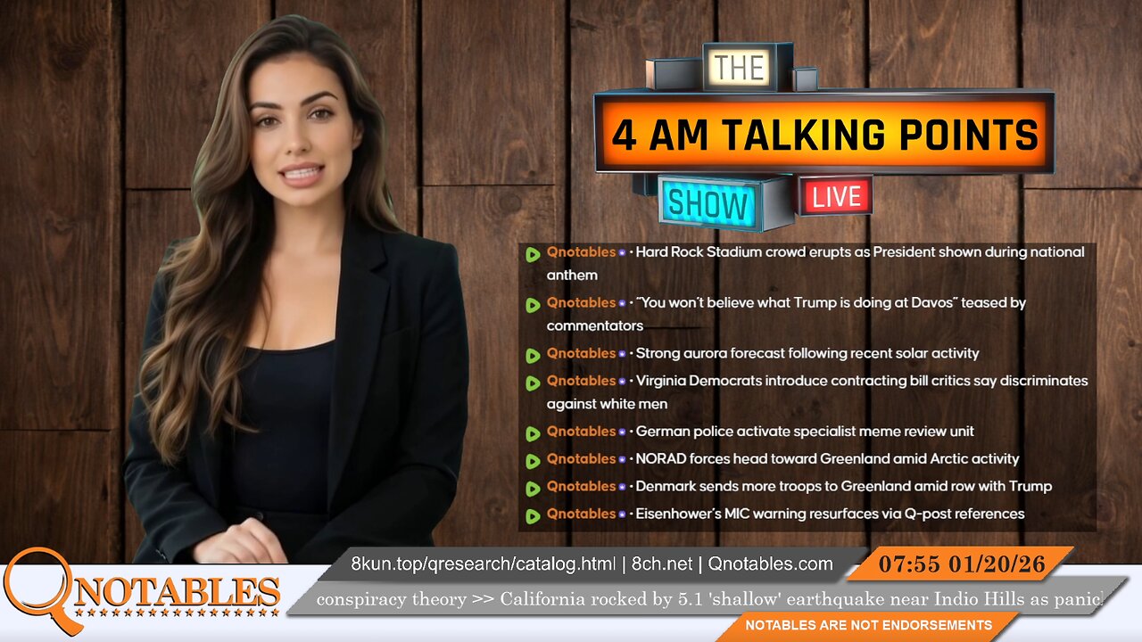 AMERICA IS BACK - Tuesday Morning Notables- 1/20/2026 | Qnotables "4AM Talking Points" Live