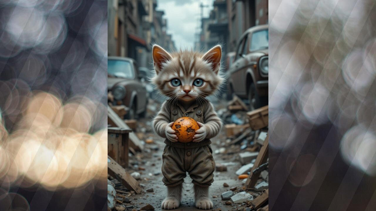 Poor kitten was ridiculed by friends for eating dirty oranges