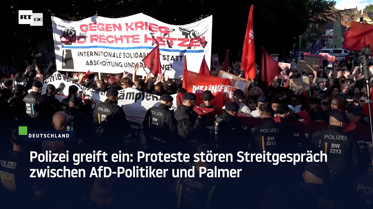 Polizei greift ein: Proteste stören Streitgespräch zwischen AfD-Politiker und Palmer