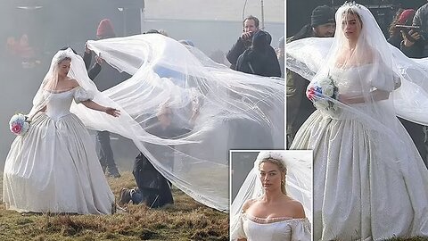 Margot Robbie’s Wedding Gown on Wuthering Heights Set