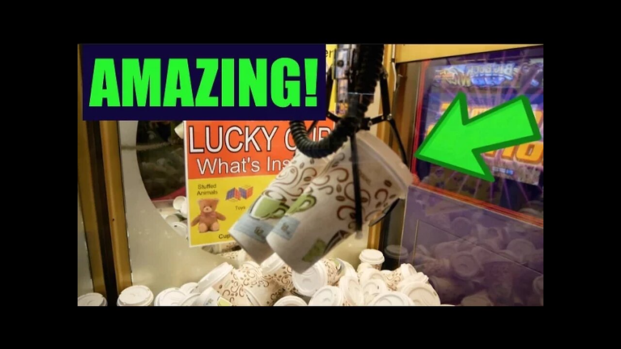 AMAZING DOUBLE GRAB LUCKY CUP CLAW MACHINE WIN!