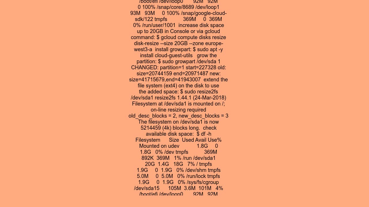 Google Cloud Compute ubuntu growpart command says &quot;could only be grown by -33 [fudge=2048]&quo