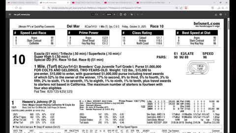 Capping Corner - Breeders' Cup Juvenile and Juvenile Turf 2025