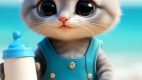 Cutest Pink Kitten Holding a Milk Bottle 🍼💖 | So Adorable!