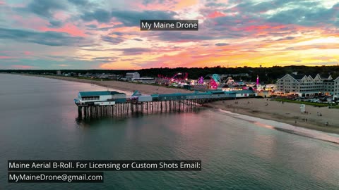 Maine B-Roll (No Sound): The Pier at Old Orchard Beach, Maine during a Beautiful Sunset Video 7