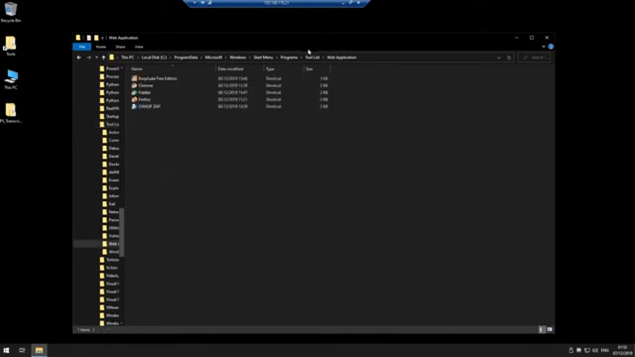 CommandoVM Browsing through Tools