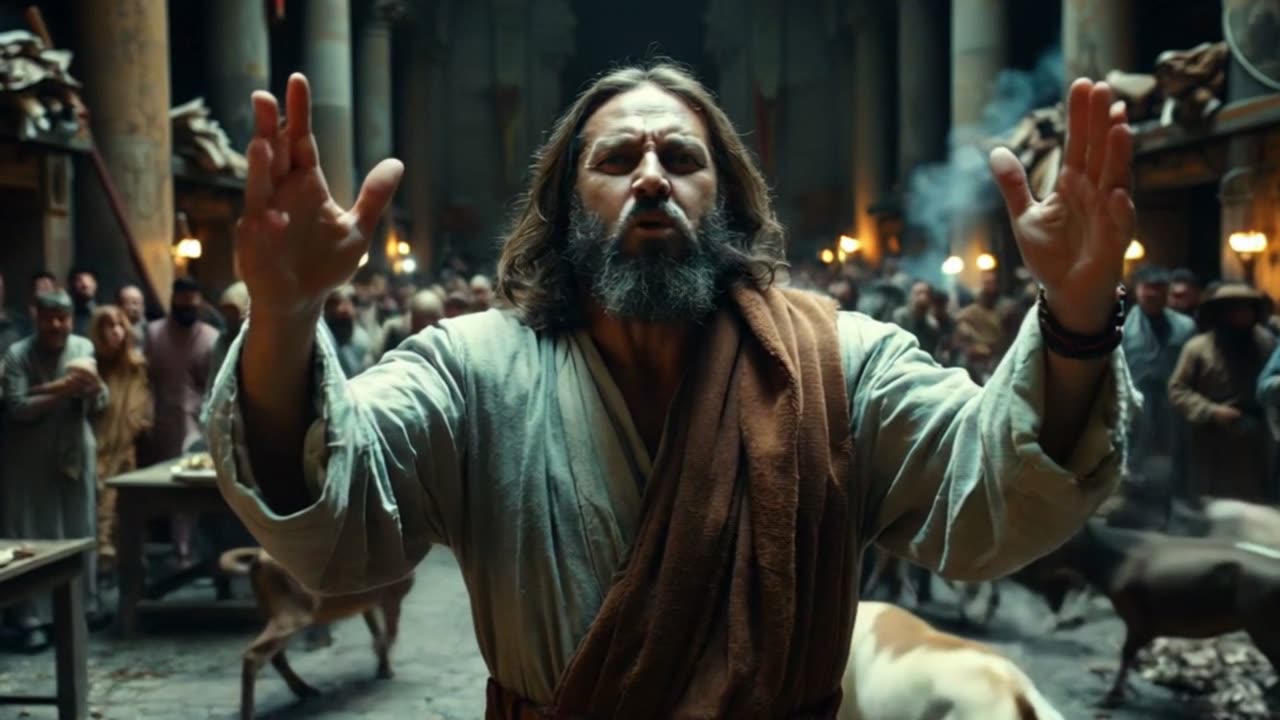 Jesús volcando las mesas de los cambistas