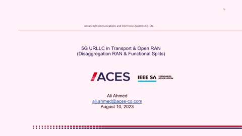 5G Small Cell - 5G URLLC in Transport IEEE STANDARDS ASSOCIATION