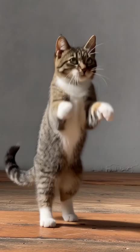 a short video of a dancing cat