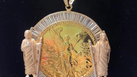 10K Gold San Judas Centenario Replica Pendant & Italian Cuban Chain