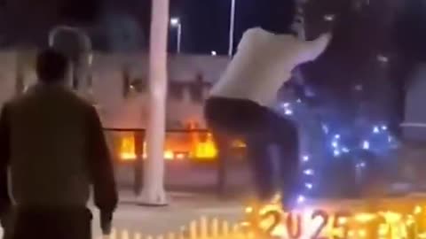 Muslims destroy Christmas tree