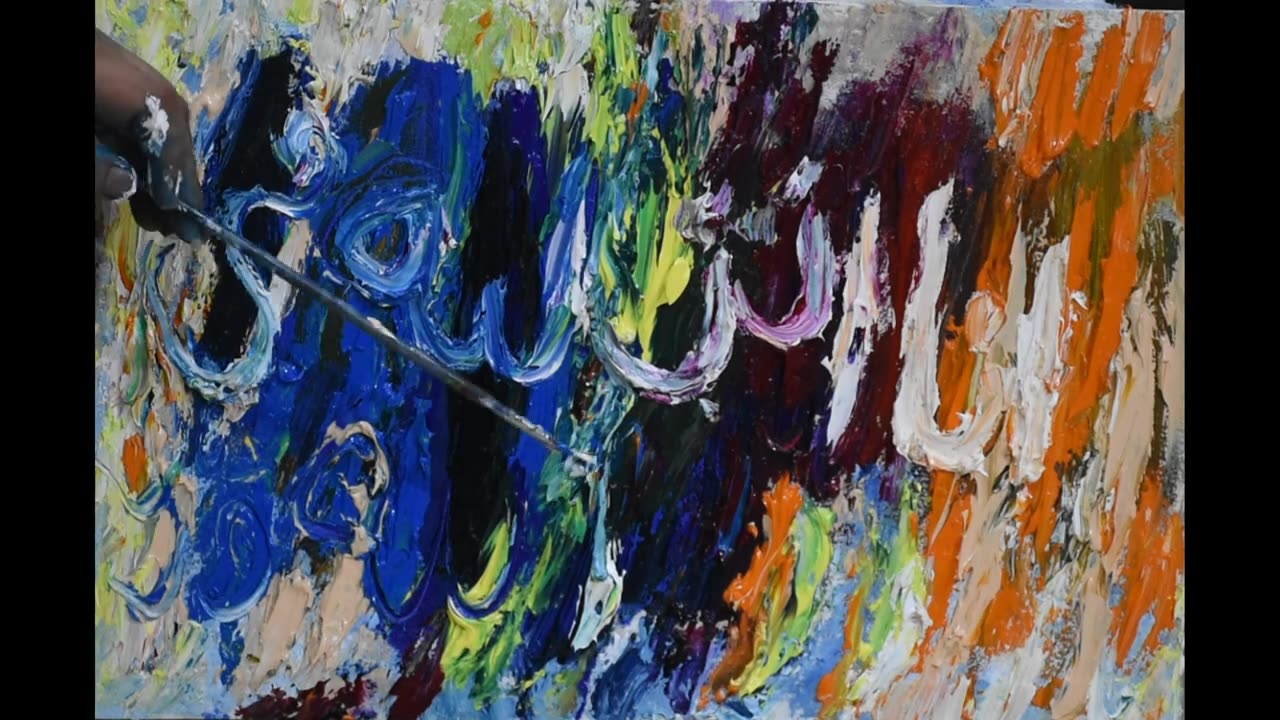 How to Create Abstract Calligraphy Painting | Step-by-Step Tutorial | Easy Oil Painting Technique
