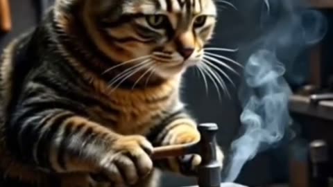Hard working cat