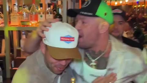 Conor McGregor crushing a pint with the Nelk Boys at The Black Forge Inn