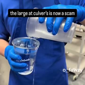 A culver employee shows you that they just changed their large cups,
