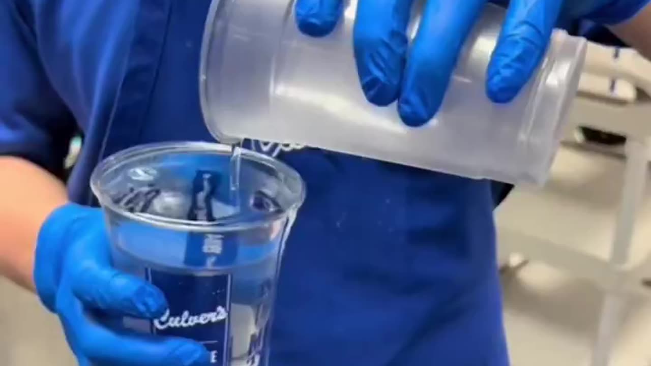 A culver employee shows you that they just changed their large cups,