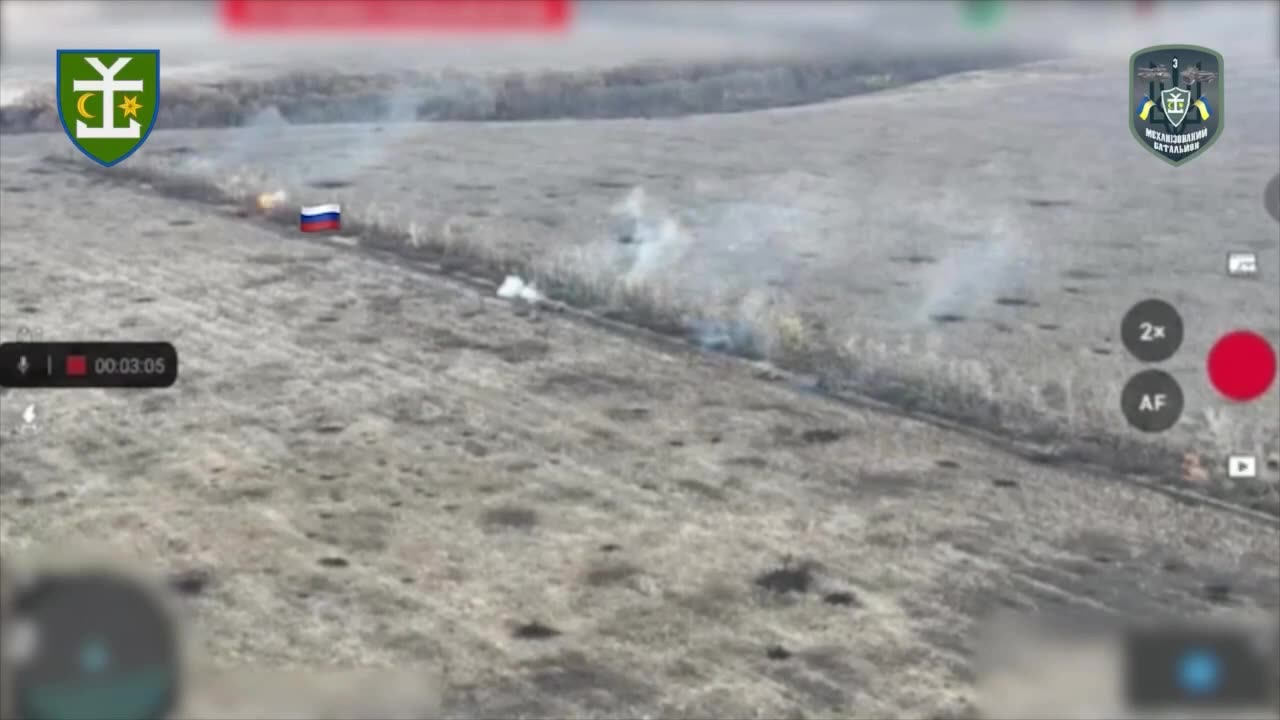 Ukrainian Tank Firing into Russian Fortifications Along the Forest Strip