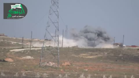 Syrian War Aleppo governate, rebel T-55 shoots at regime BMP-1 (Nour al-Din al-Zenki Movement)