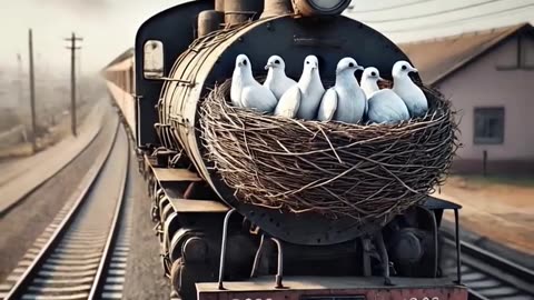 The story of a pigeon making a nest on the train and laying lots of eggs 😭 #ai #pigeon #shorts