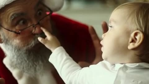 Santa claus making faces with a baby 3197602