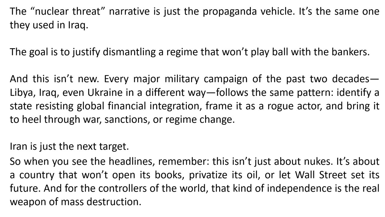 DISCLAIMER: Info herein comes from a "conspiracy theory" channel.