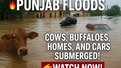 “🌊 Punjab Floods 2025: Animals, Trains, Homes & Lives Submerged! 🚨🐄🚗🚆💔”