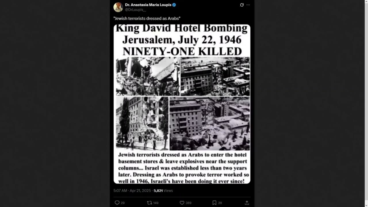 Jewish Terrorists Dressed As Arabs Then Bombed King David Hotel - History (6.22.1946)