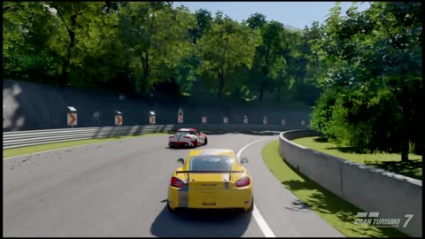 PORSCHE CAYMAN GT4 RIPPING THROUGH DEEP FOREST ON GT7