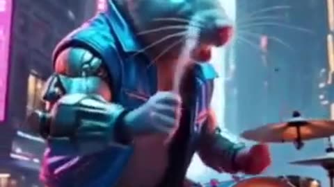 muscular rat playing drums #shorts#viralvideo#funny#ai#mouse#drum#