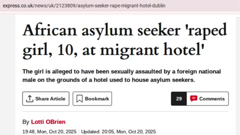 African migrant r@p3d 10 year old Irish girl