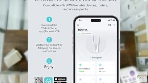 TP-Link RE615X AX1800 WiFi 6 Range Extender w/Ethernet Port | 1.8G Dual-Band Wir