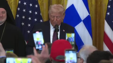 President Donald Trump participates in a Greek Independence Day Celebration.