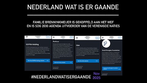 Familie Brenninkmeijer is gekoppeld aan het WEF en SDG 2030 Agenda uitvoerder van Verenigde Naties