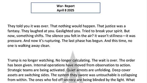 WAR REPORT - APRIL 08 2025 - AND SO THE RECKONING BEGINS