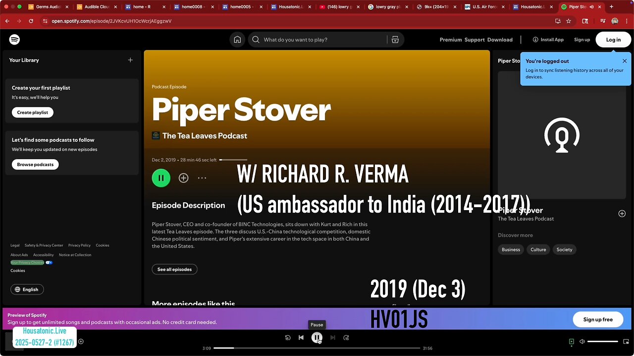 (Dec 2 2019) The Tea Leaves Podcast Piper Stover interview (Richard Verma US ambassador India) China
