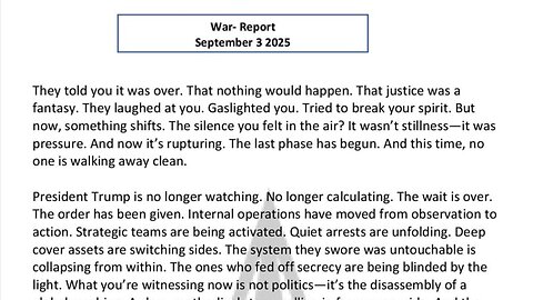 WAR REPORT - SEPT 03 2025 - THEY TOLD YOU IT WAS OVER THAT NOTHING WOULD HAPPEN
