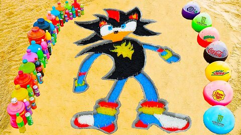 How to make Rainbow Shadow the Hedgehog with Orbeez, Balloons Coca Cola, Fanta, Sodas and Mentos