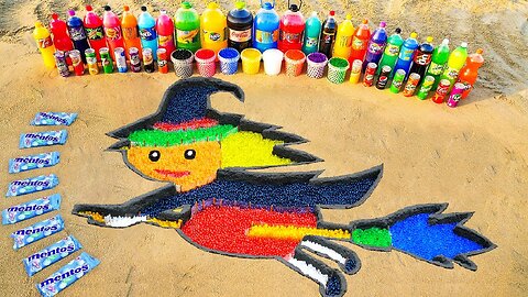 How to make Witch with Rainbow Orbeez, Chupa Chups, Mtn Dew, Fanta, Mirinda, Coca Cola vs Mentos