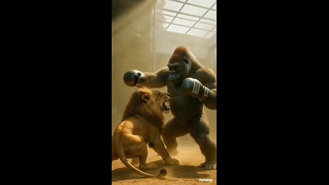 Gorilla vs Lion: Brutal Zoo Fight Caught on Camera! #shorts #wildlifeentertainment #lion
