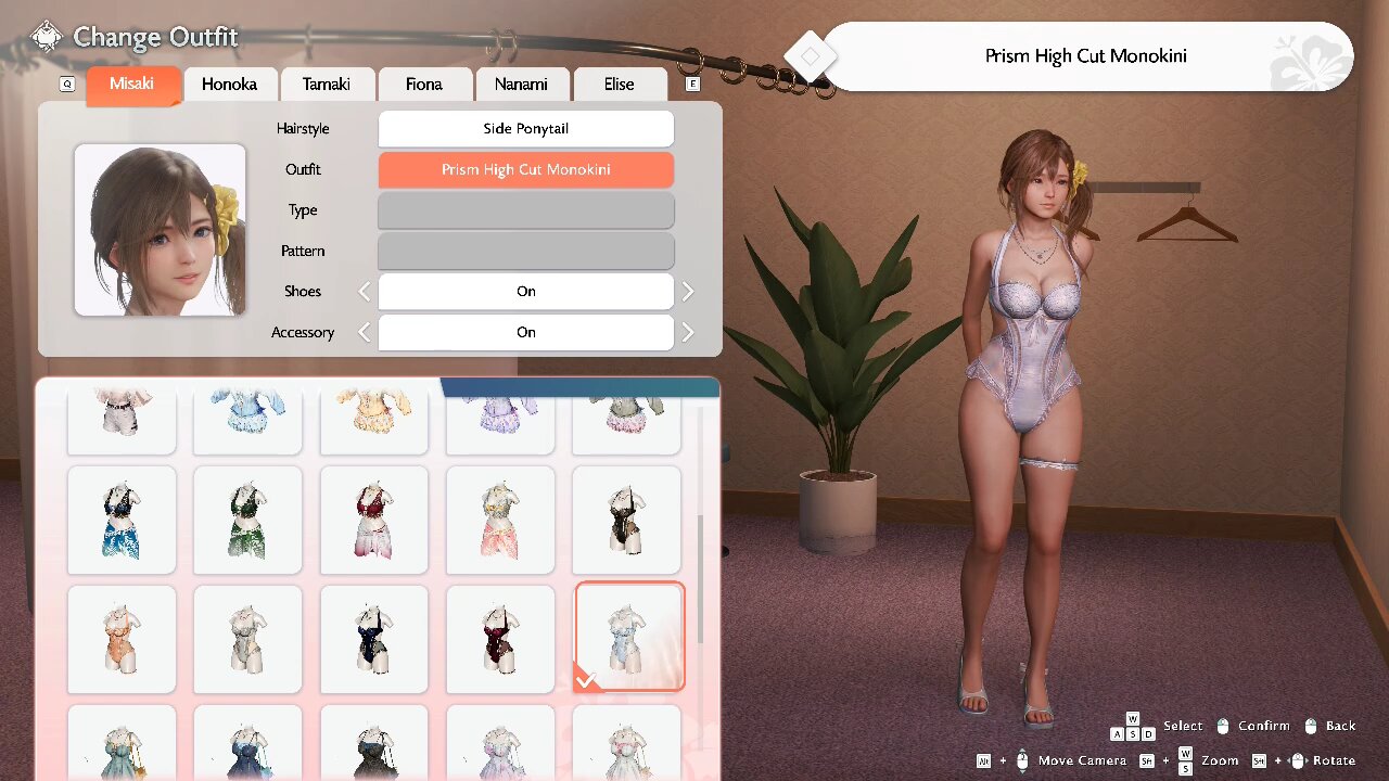 misaki all outfits/hairstyles Venus Vacation PRISM DEAD OR ALIVE Xtreme