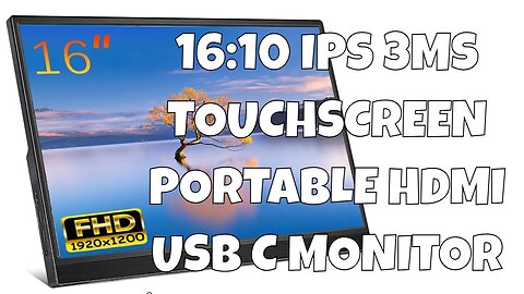 HGFRTEE 16 Inch 1920 X 1200 IPS USBC & HDMI 3ms Portable Monitor