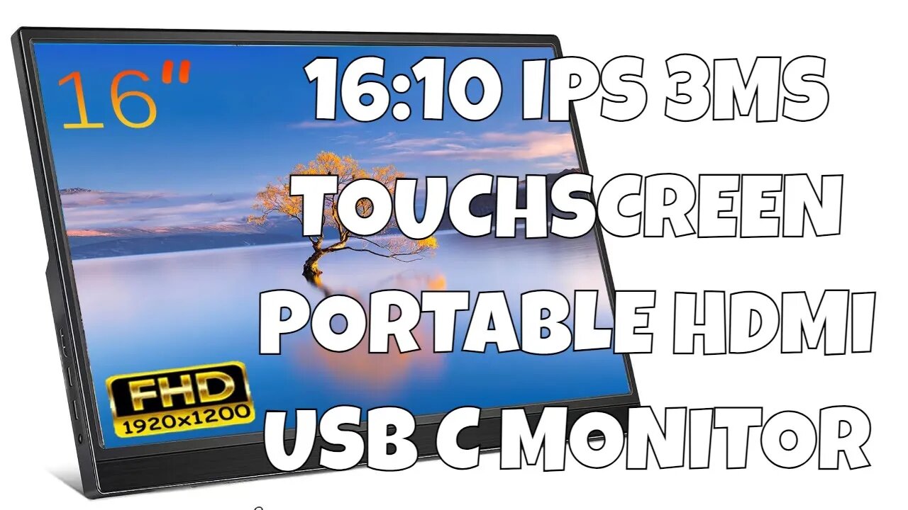HGFRTEE 16 Inch 1920 X 1200 IPS USBC & HDMI 3ms Portable Monitor