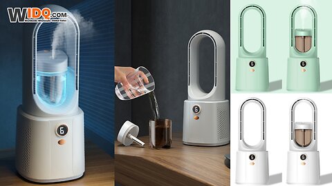 🌬️ Cool + Hydrate Anywhere! 2-in-1 Bladeless Fan & Humidifier Combo 🌀