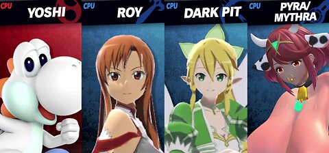 White Yoshi vs Asuna & Leafa & Cow Pyra/Mythra [MAKI Member Request NSFW Rumble Exclusive]